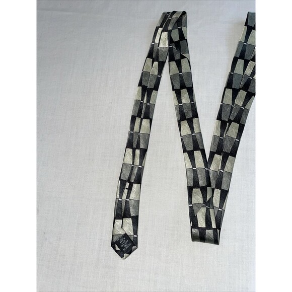 Ziggurat Dress Tie Mens Size 57" Multicolor Geometric 100% Silk Designer USA - Picture 6 of 12